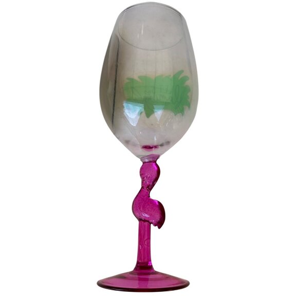 1-pc. Flamingo Theme 16 oz. Wine Glass w/Translucent Flamingo Stem 9" Tall (NWB) - Picture 3 of 15